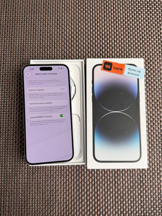 100% БАТЕРИЯ! iPhone 14 Pro MAX Лизинг от 20€/мес / Silver 128Gb - бял/ сив