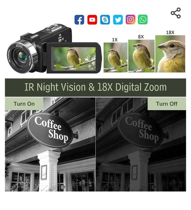 4K видеокамера 48MP 30FPS с IR нощно виждане  18X цифрово увеличение