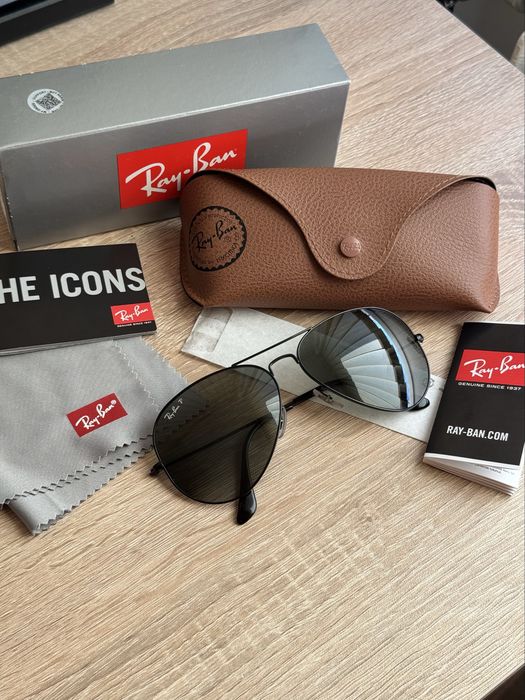 слънчеви очила Ray-Ban aviator black polarized Large
