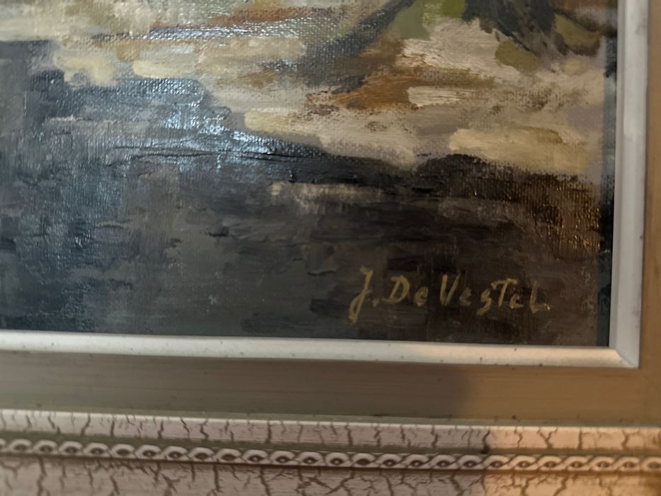 Живописна картина – зимен пейзаж с канал