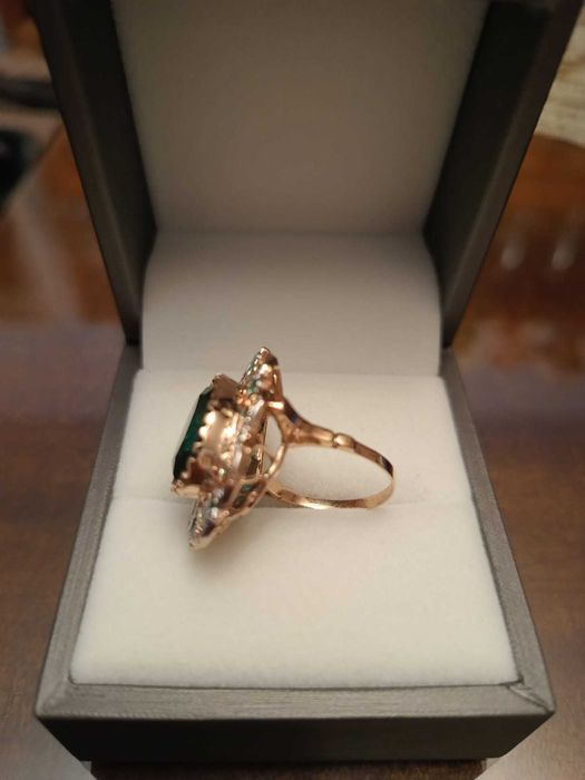 Inel stil Art Nouveau din aur roz 9kt și argint