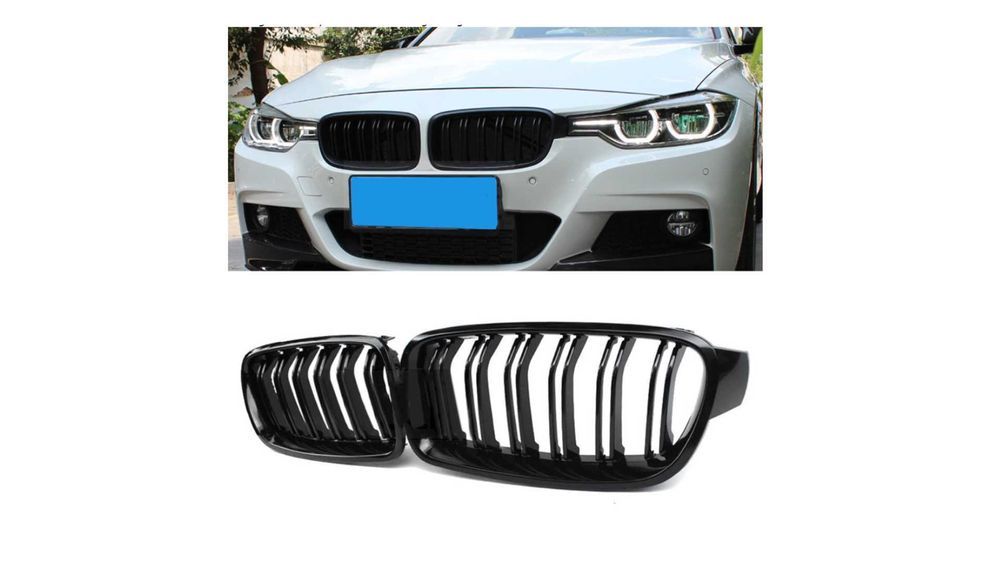 Set 2 grile duble, negru lucios, M Design pentru BMW F30