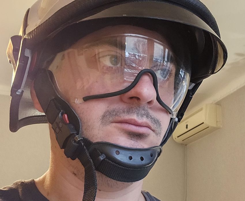 Casca pompier cu vizor dublu, noua, Made in italy