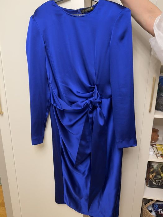 Синее Атласное платье Hayali