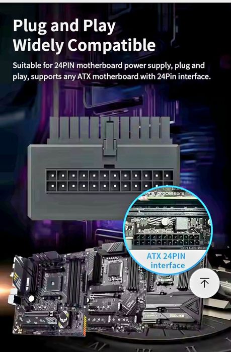 Adaptor MB ATX 24 Pin 90 grade ARGB,Sigilat