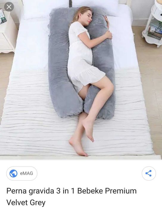 Perna alaptare 3 in 1 Bebeke Velvet gri