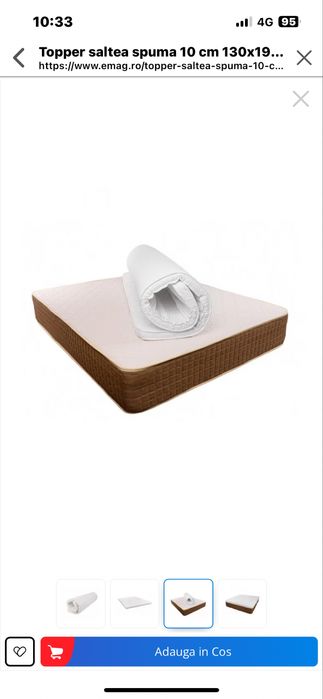 Topper saltea spuma 10 cm 130x190