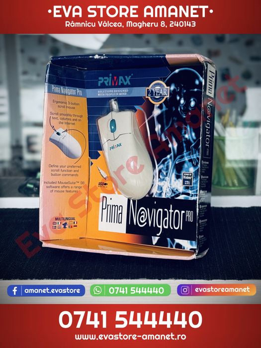 Mouse PC Vintage mid-to-late 1990 Primax Prima Navigator Pro Win 95-98