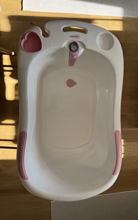 Вана за къпане с подложка и стойка Chipolino, розова, 87 cm