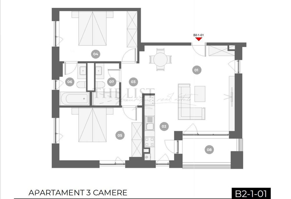 Apartament 3 Camere – Sector 1, Zona Mall Colosseum (Bloc Nou, Etaj 3) — fotografia 3