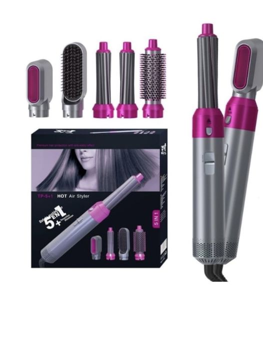 Perie De Par 5 in 1 Multifuncla Cu Aer Cald.   ( "LICHIDARE STOC" )