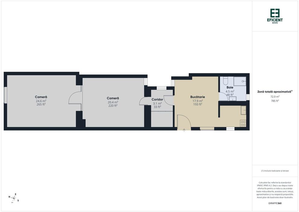 Apartament cu 2 camere etaj 1 - Zonă Centrală - Arad