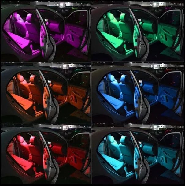 LED RGB Ленти за кола-4 Броя с дистанционно Интериорно Осветление
