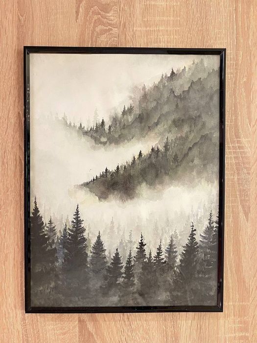 Акварелна картина „Тишината на планините“ | 30×40 см | В рамка