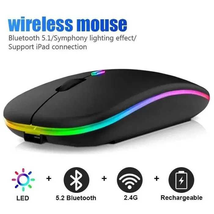 Wifi Bluetooth мишки с LED подсветка, безжична мишка, геймърска мишка