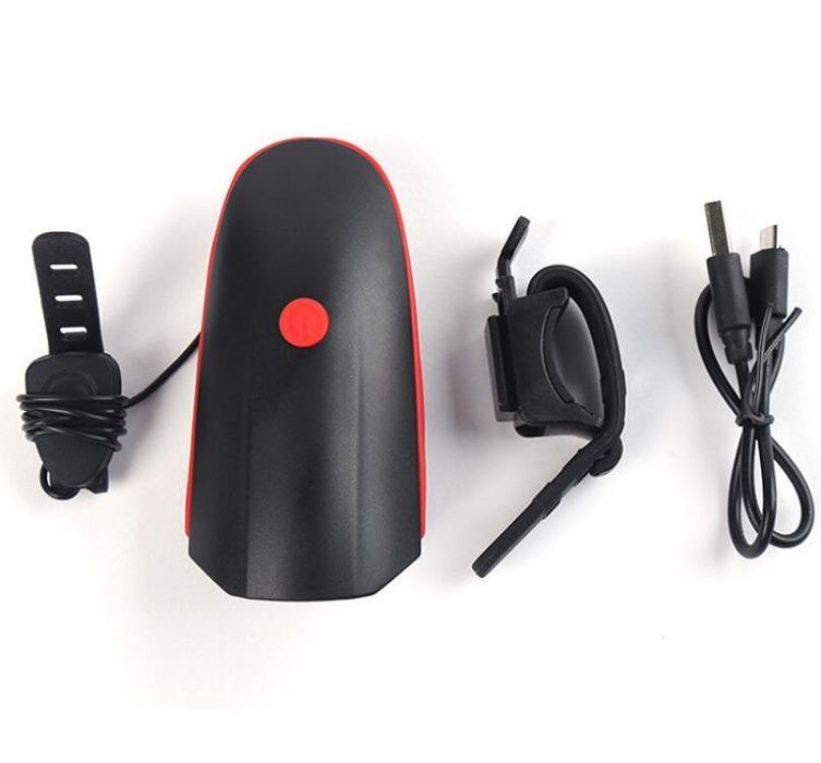 Предна LED светлина за велосипед с USB зареждане и Електронен звънец