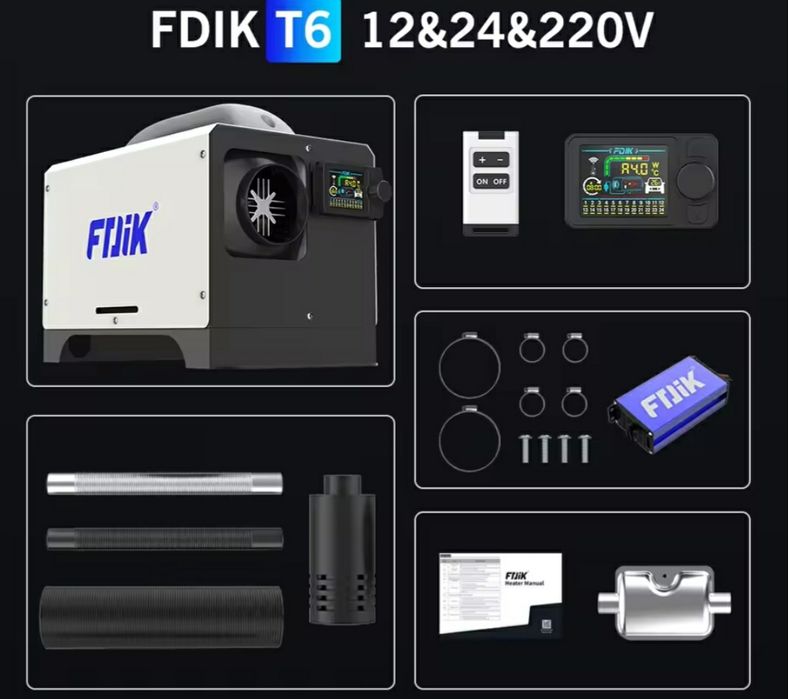 Incalzitor motorina fdik 8kw 12/24/220 v alimentator inclus 220v/12v