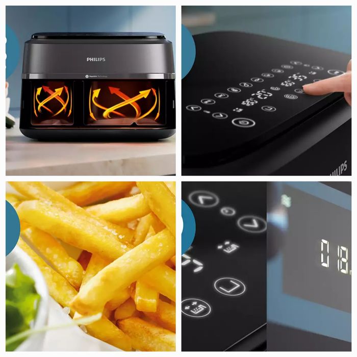 Фритюрник  Philips Dual Basket 3000- 2750W,9л,2 кошници, 8 програми