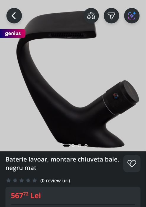 Baterie lavoar/chiuveta baie - negru mat