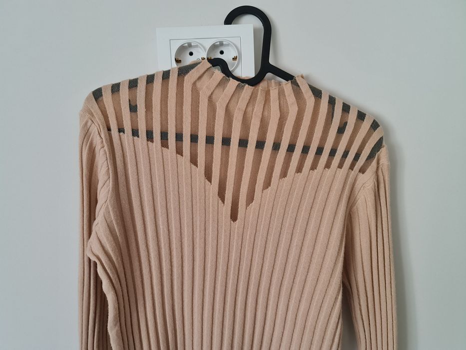 Палто Zara, кожен елек и блуза в бежово