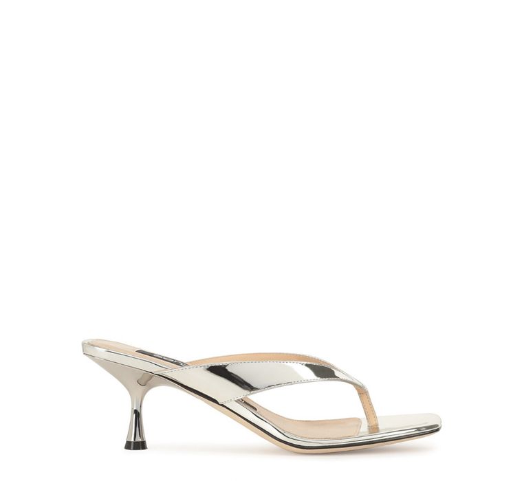 Сребърни чехли на ток Sergio Rossi