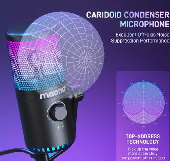 микрофон maono dm30rgb белый и черный цвет , начни знакомство с maona