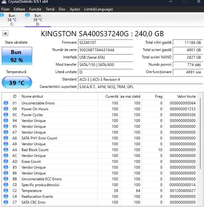 SSD 240GB și 480 GB