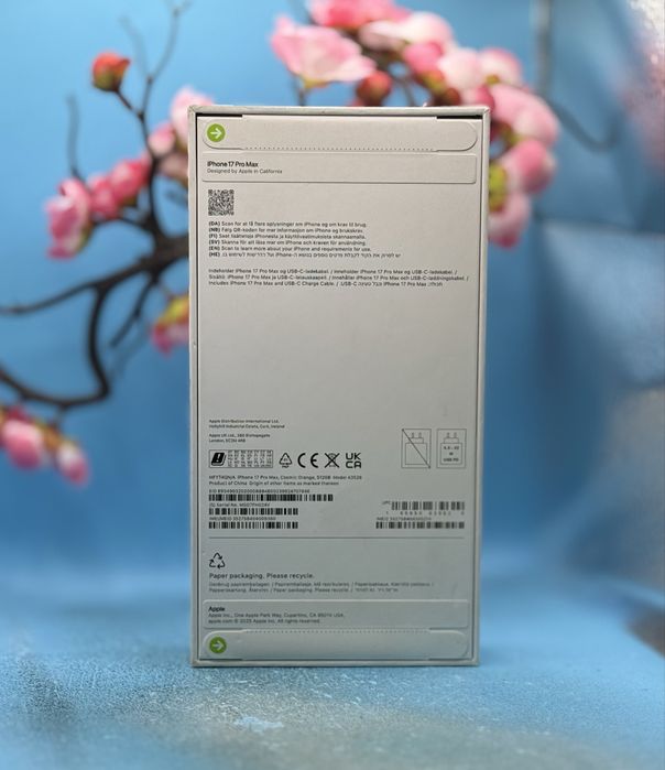 НОВО!!! Apple iPhone 17 Pro Max, 256GB, 5G, Cosmic Orange + адаптер