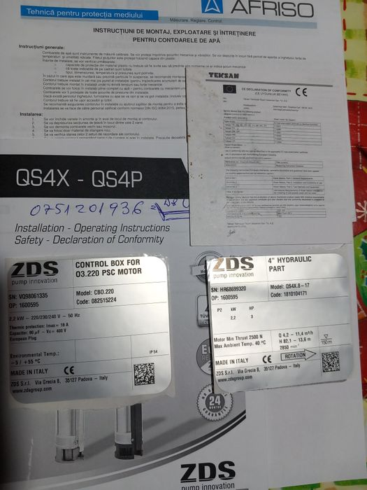 Pompă submersibila multietajată ZDS QS4X 8-17[Kit complet]