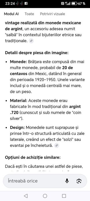 Brățară argint mexicană Antichitate