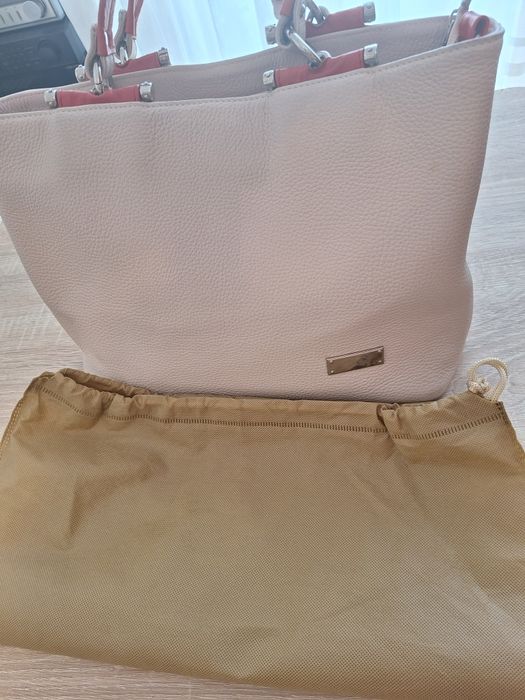 Geanta de piele Catali roz pudra