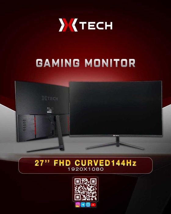 XTECH Monitor 27"IPS FHD RGB color (Curved- FLAT)