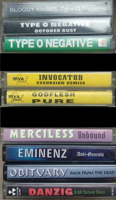 Неофициални аудио касети с метъл (блек, дет) и рок