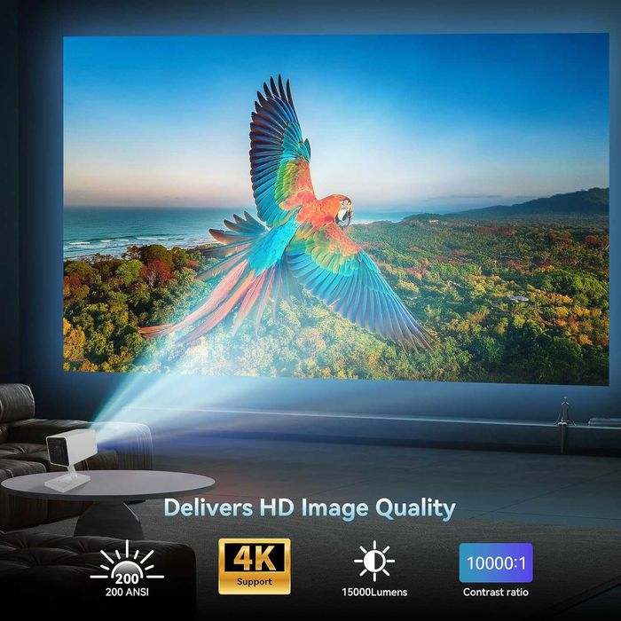 Мини проектор поддържа 4K 1080P, мини проектор с WiFi 6 и Bluetooth