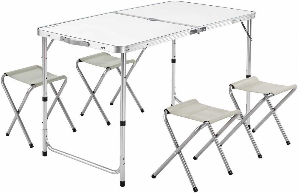 Преносима Алуминиева маса WerkBull с 4 стола,90x70x70 см