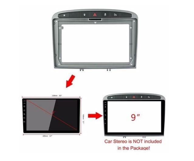 АДАПТОРНА РАМКА №3334-7 мултимедия с двоен дин 9инча за Peugeot г.