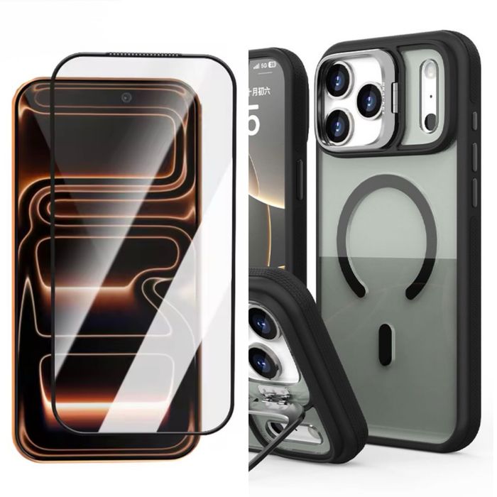 IPHONE 17 17 AIR 17 PRO 17 PRO MAX - Husa Magsafe Stand + Folie Sticla