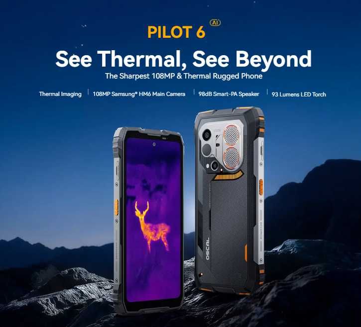 Blackview Oscal Pilot 6 120Hz FLIR 108МPx Samsung® HM6 Helio G100 IP68 IP69K Военен Стандарт MIL-STD-810H 10000mAh 12GB+36GB 256GB Mali-G57 3D OTG NFC