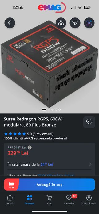 Sursa Redragon RGPS, 600W, modulara, 80 Plus Bronze