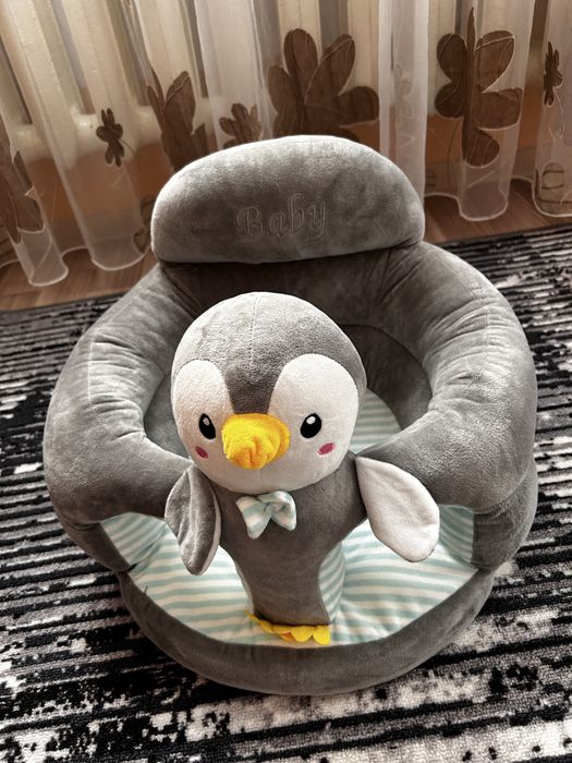 Плюшен Пуф Фотьойл За Бебета „Пингвин“
