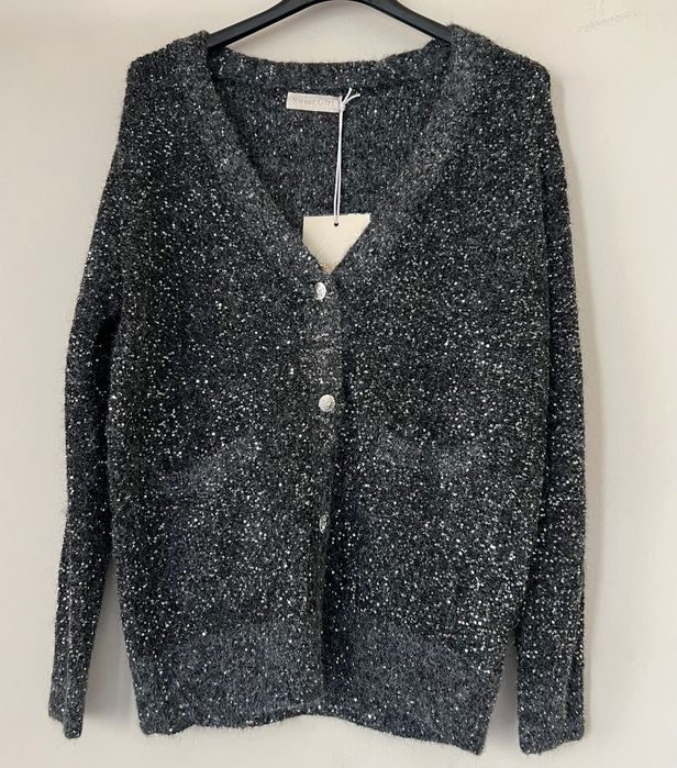 Cardigan gri cu paiete nou