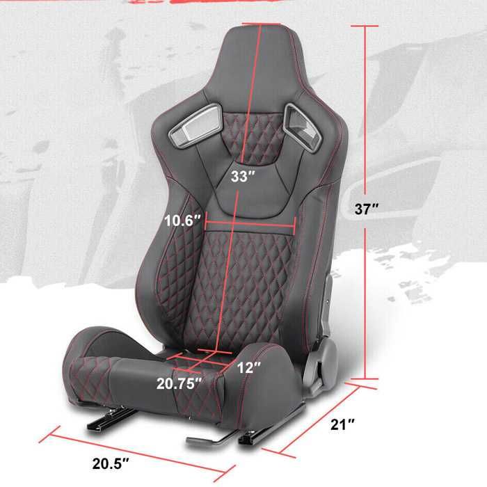 Спортни седалки за МПС - 9015 Черна с червен конец