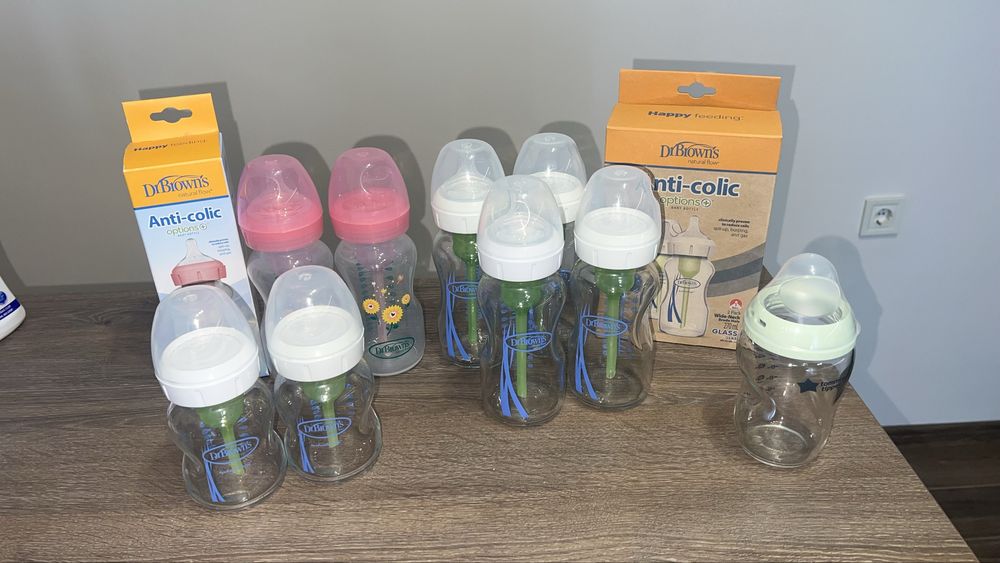 Стъклени шишета Dr. Browns и Tommee tippee