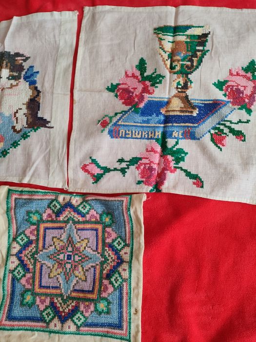 Вышитые наволочки дорожки