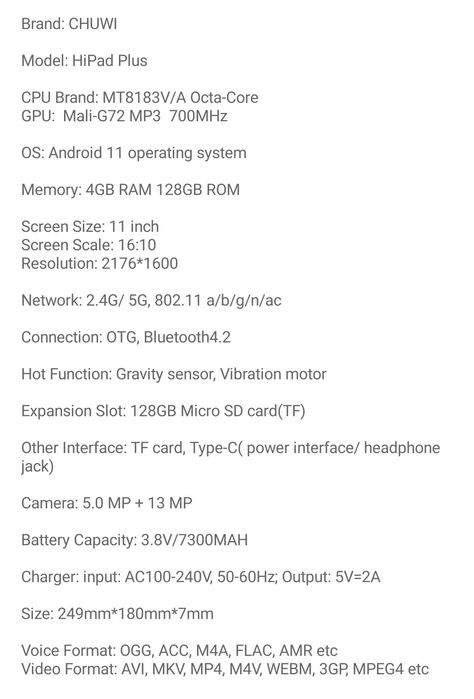 Tableta 11", 2K, Octa Core, 4GB RAM, 128GB ROM