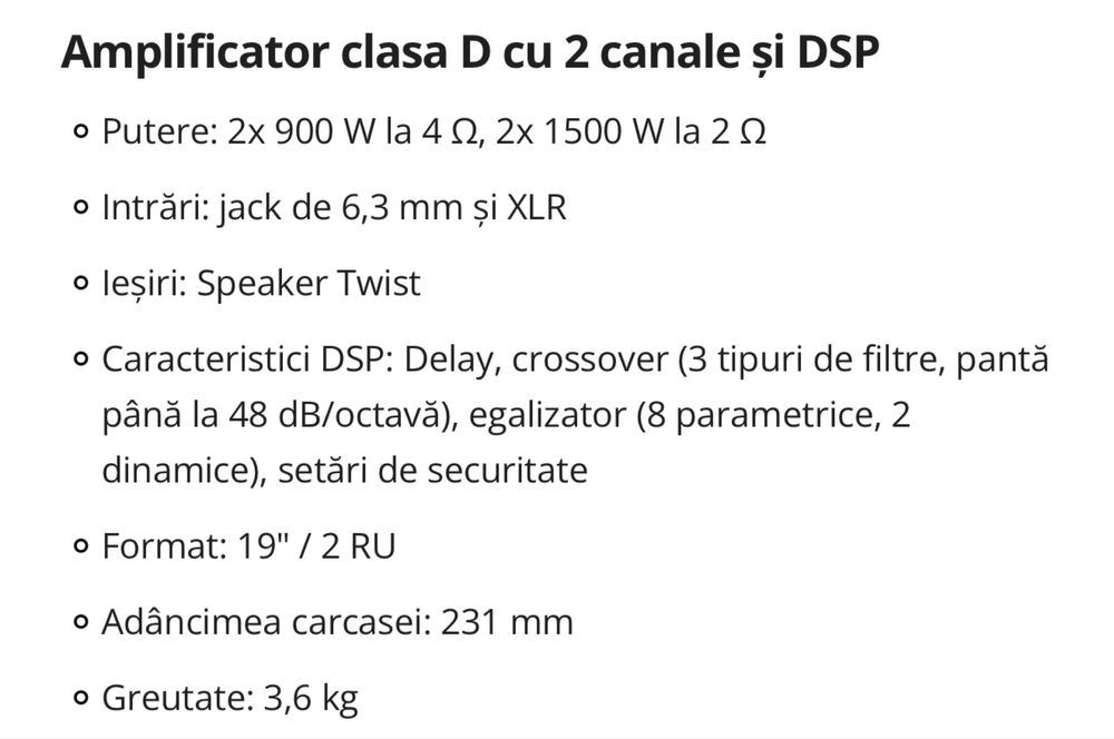 Amplificator cu dsp