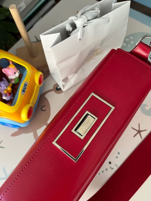 Gino Rossi червена чанта естествена кожа