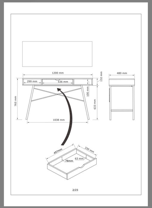 JYSK Бюро ABBETVED д120xш48 см цвят светъл дъб/бяло | Desk