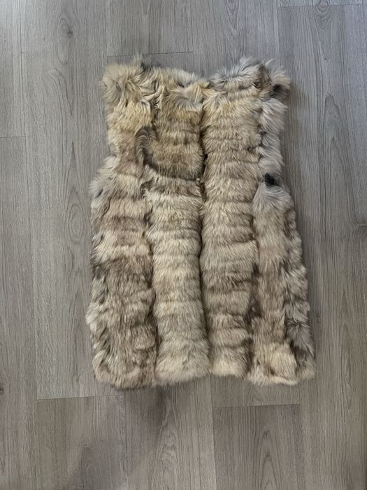 Естествена кожа лисица елек ,елек заек с качулка