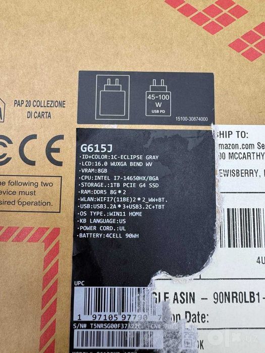 Noutbuk ASUS ROG Strix G16 Intel Core i7-14650HX RTX5060 16/1TB 16.0"